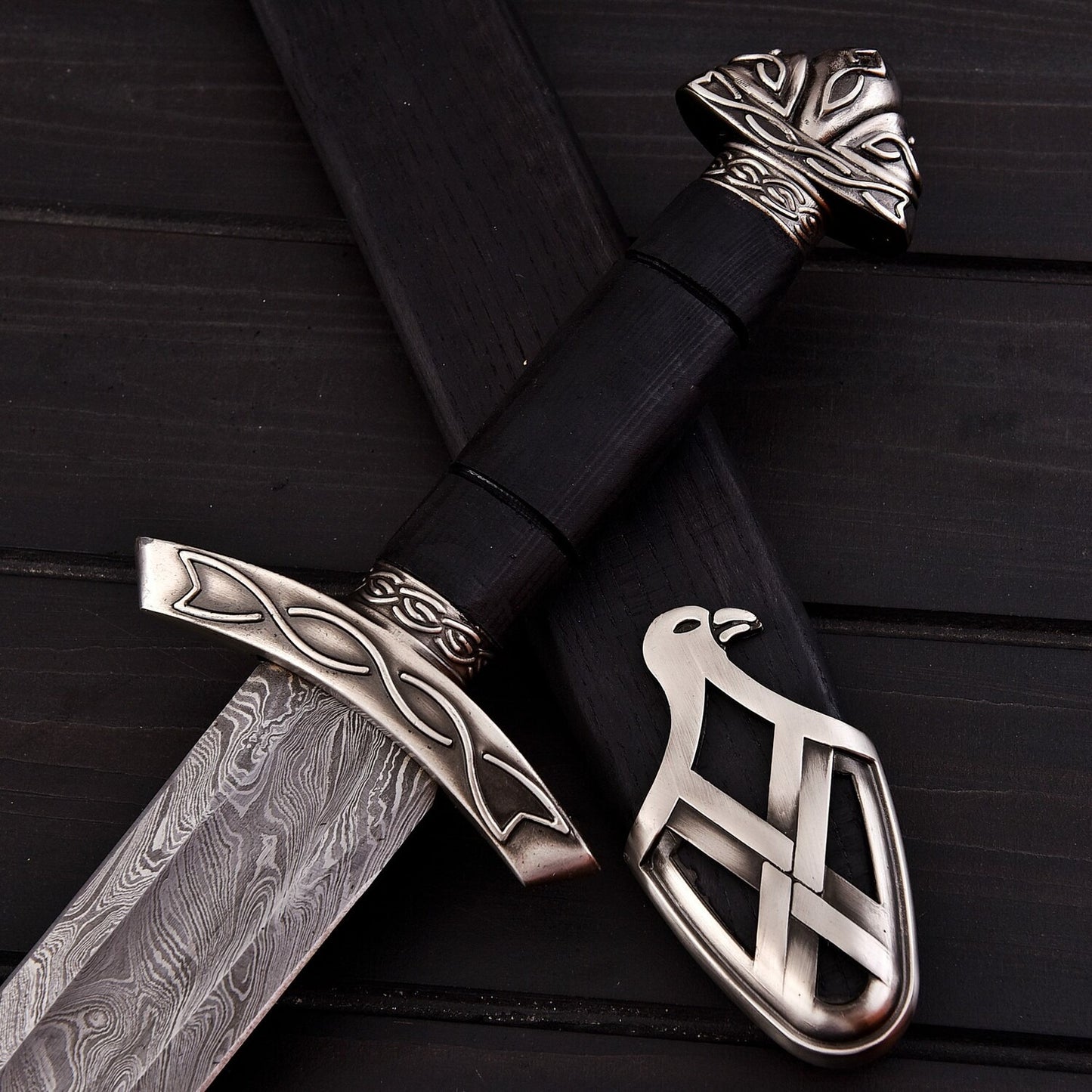 Handmade Damascus Steel Sword – 30 Double Edge Battle-Ready Blade with Leather Sheath | Collectible Warrior Sword USA