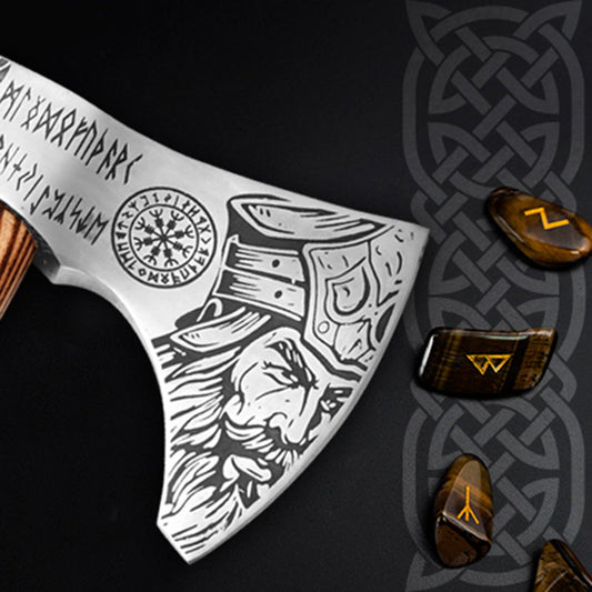 20" Handmade Viking Axe with Walnut Wood Handle – Leather Holster Included
