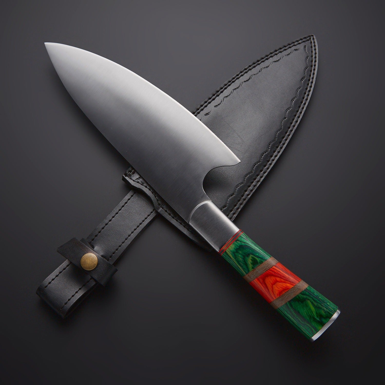 Handmade Damascus Fixed Blade Chef Knife – Professional Kitchen Knife for Cooking Chopping & BBQ – Razor Sharp Culinary Tool USA