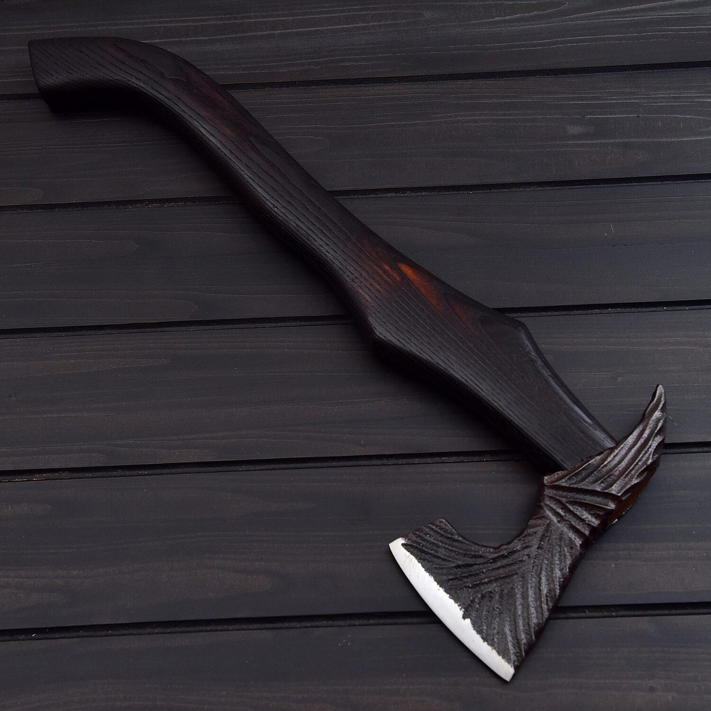 Black Forged Tomahawk – Handcrafted Battle Axe | Viking Throwing Axe | Survival & Tactical Tool USA