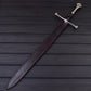 Damascus Steel Double Edge Sword 41" – Hand Forged 1096 & 15N20 Steel Blade with Leather Sheath – Decorative & Collector Display