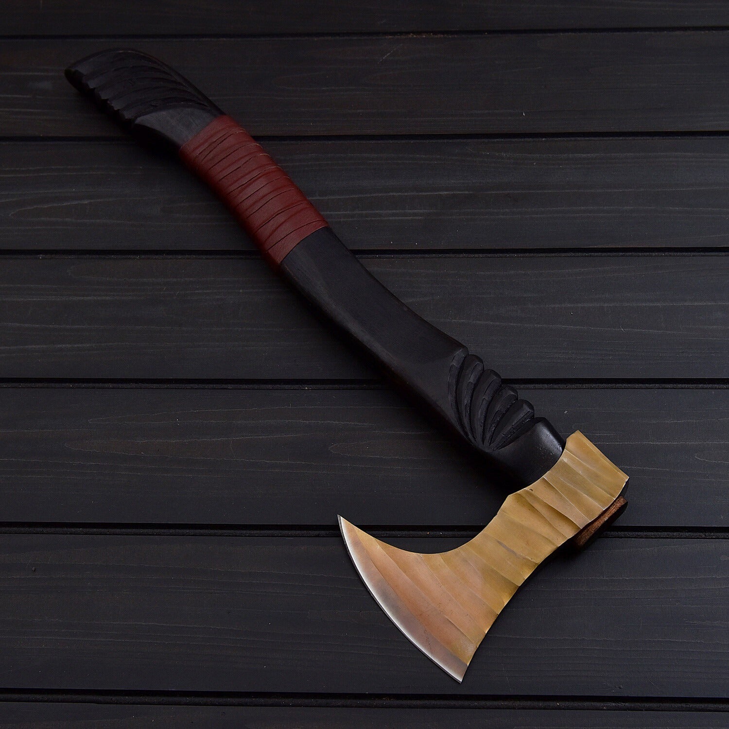 Gold Viking Axe – Hand-Forged Warrior Weapon | Medieval Collectible Battle Ready Norse Inspired Gif