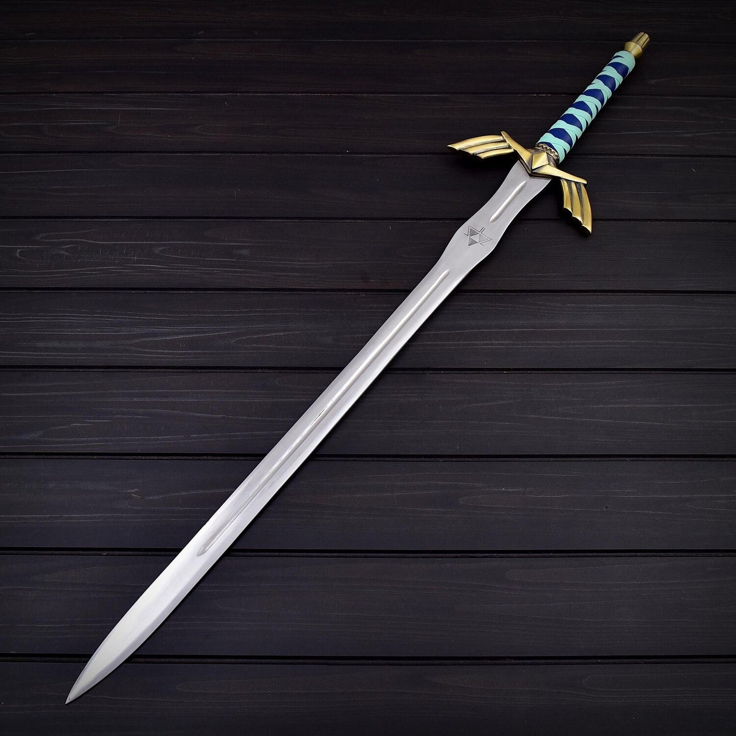 30" Double-Edge Stainless Steel Sword with Leather Wrapped Handle – 41.5" Overall Length
