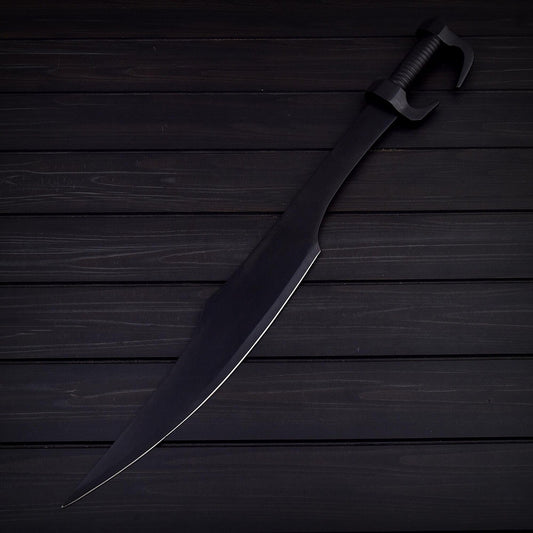 Handmade 300 Spartan Sword Black Edition – Stainless Steel Decorative Display Replica with Leather Sheath (32.5”)