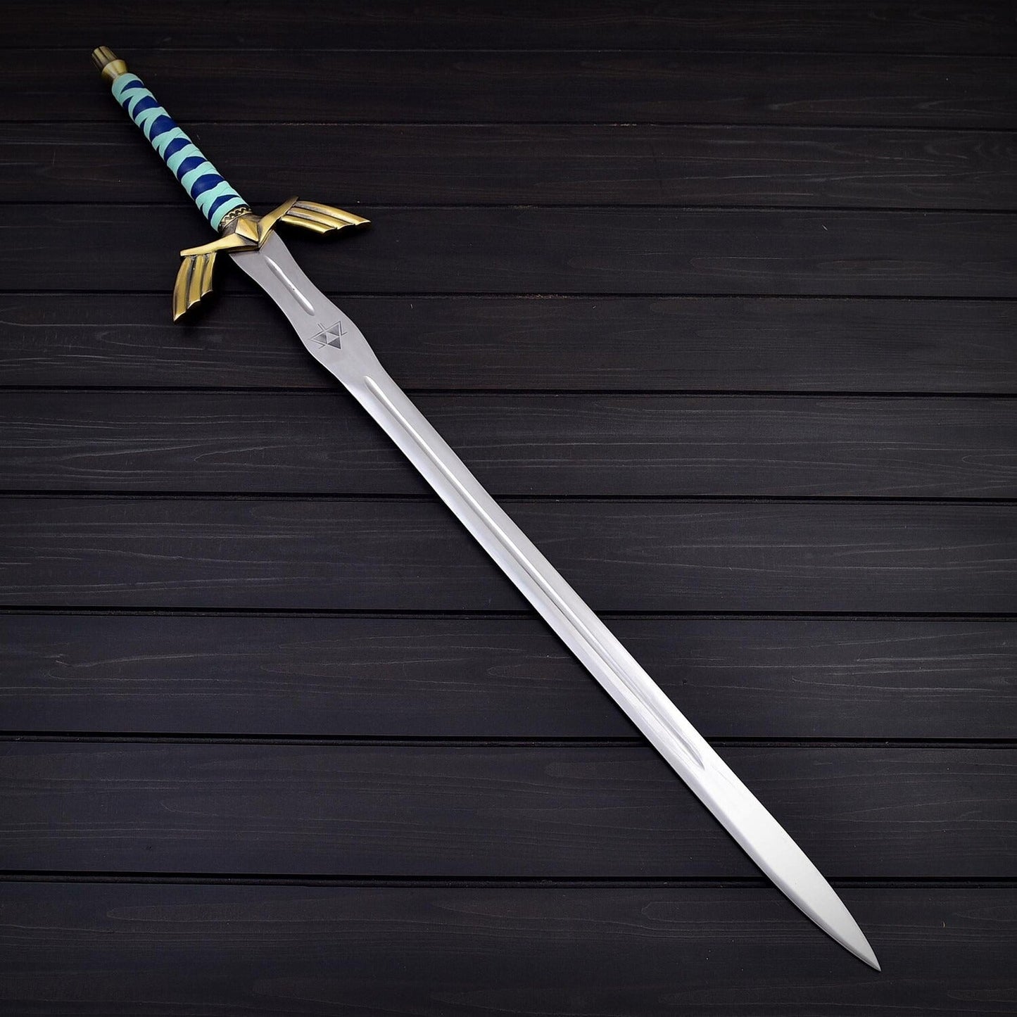 30" Double-Edge Stainless Steel Sword with Leather Wrapped Handle – 41.5" Overall Length