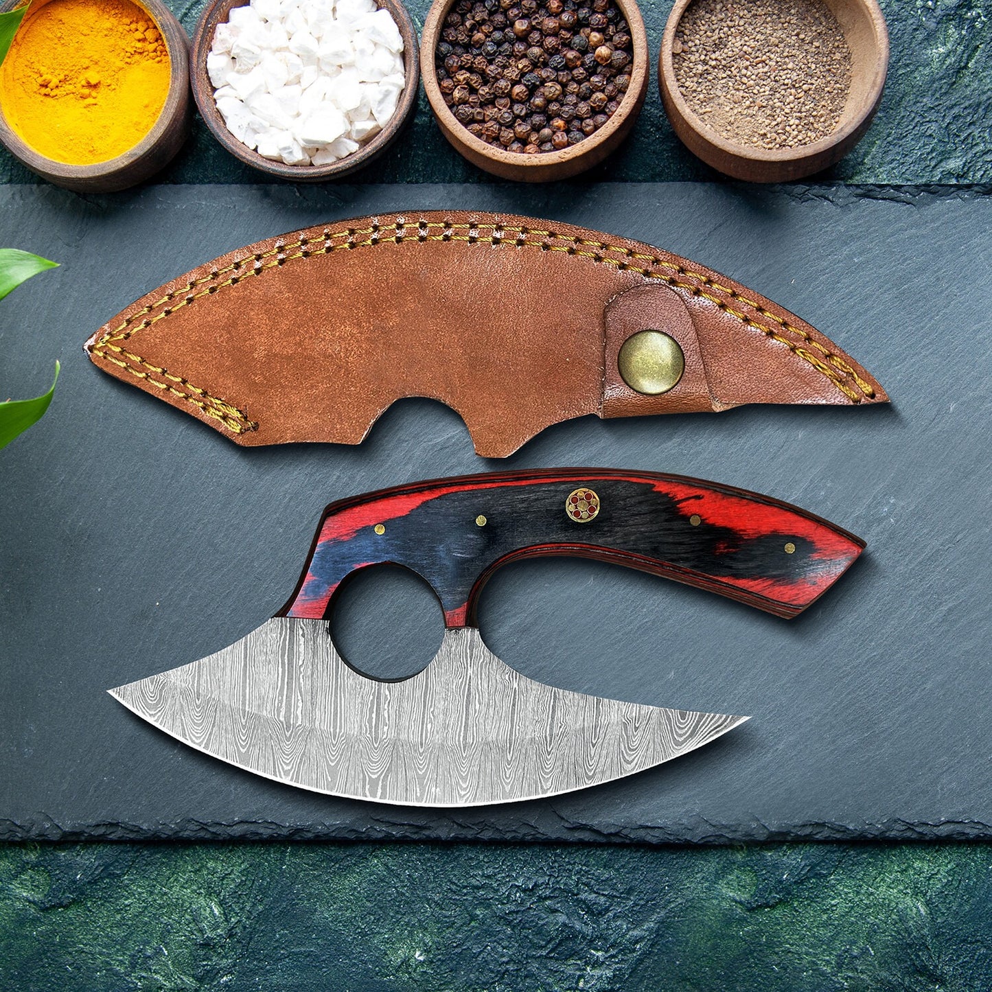 Premium Damascus Steel Hunting Knife  6 Razor Sharp Drop Point Blade Pakka Wood Handle & Leather Sheath  Survival Camping & EDC Gea