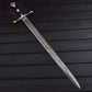 Handmade Damascus Steel Saint George Decorative Sword with Leather Sheath  40.5 Collectible Display Piece
