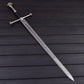Damascus Steel Double Edge Sword 41" – Hand Forged 1096 & 15N20 Steel Blade with Leather Sheath – Decorative & Collector Display