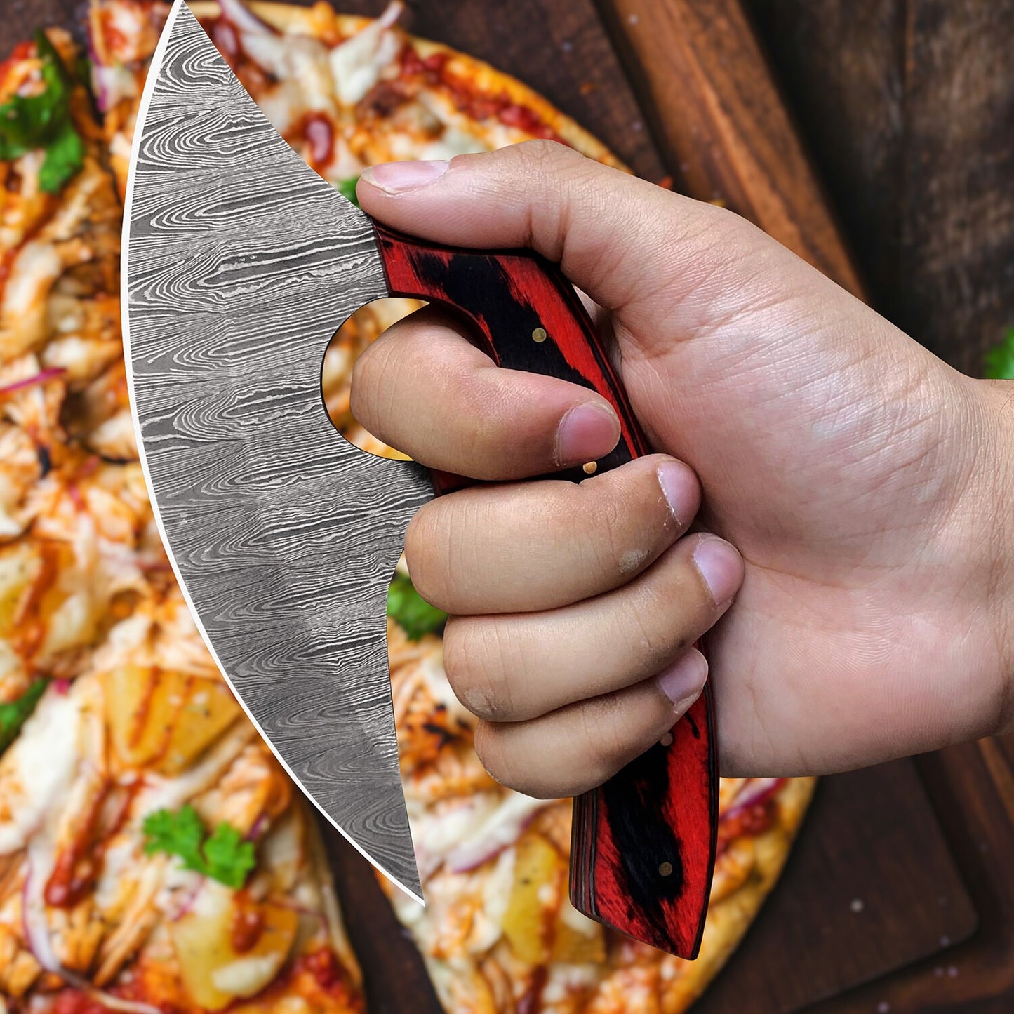 Premium Damascus Steel Hunting Knife  6 Razor Sharp Drop Point Blade Pakka Wood Handle & Leather Sheath  Survival Camping & EDC Gea