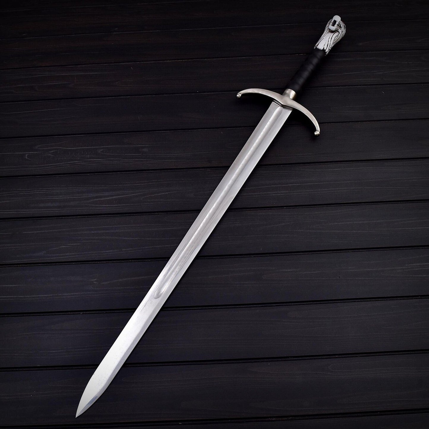 Handmade Viking Style Longclaw Sword – 41 Decorative Stainless Steel Replica with Leather Sheath