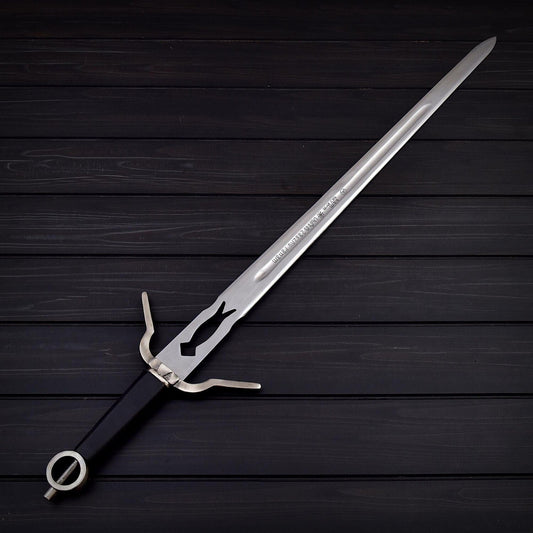 30.5" Double Edge Stainless Steel Sword with Leather Wrapped Handle and Sheath – Decorative Display Replica