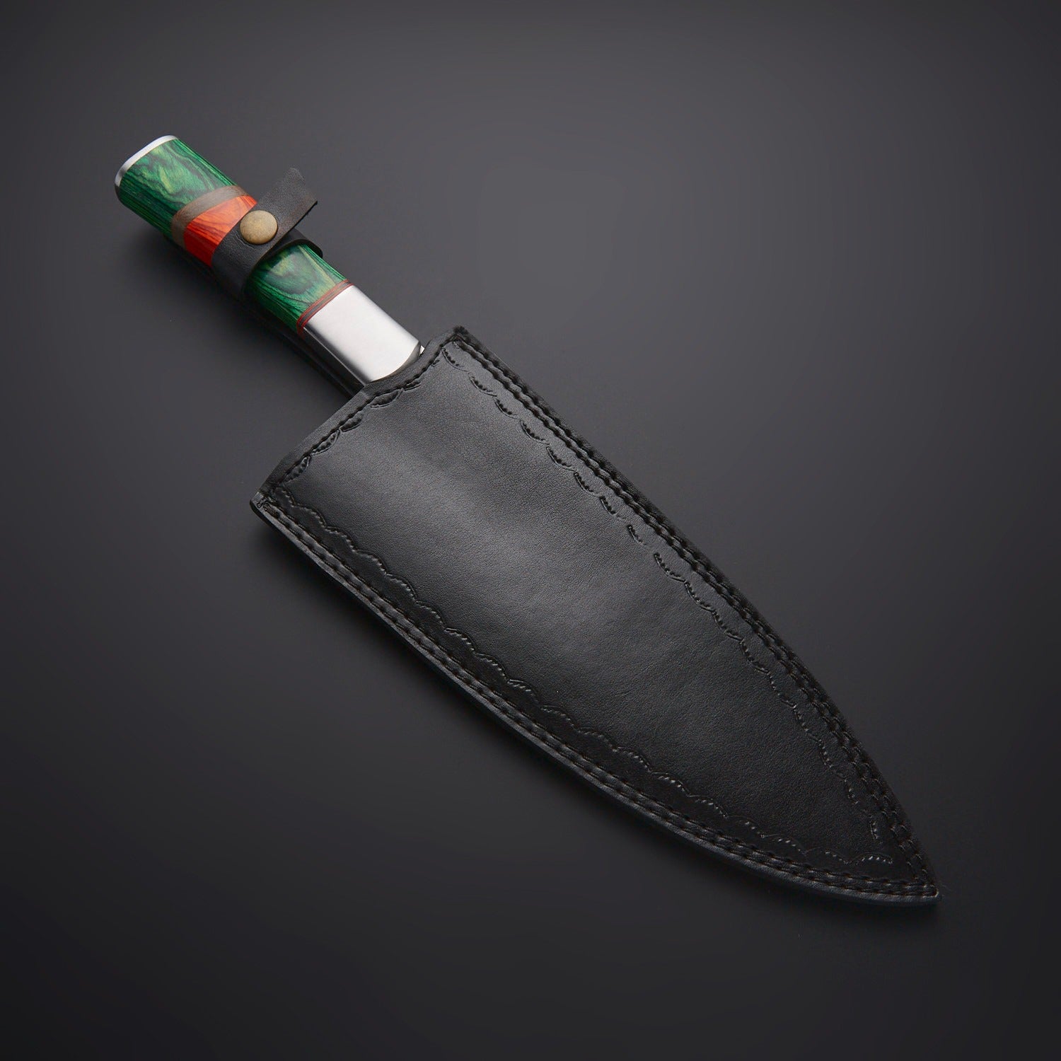 Handmade Damascus Fixed Blade Chef Knife – Professional Kitchen Knife for Cooking Chopping & BBQ – Razor Sharp Culinary Tool USA
