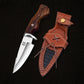 Premium Walnut Wood Hunting Knife  10 Fixed Blade Drop Point with Leather Sheath  Razor Sharp Stainless Steel Survival Knife