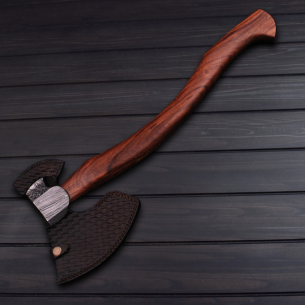 Hand Forged Damascus Viking Axe  Battle Ready Norse Axe  Collectible Viking Weapon for Warriors & Outdoor Enthusiasts