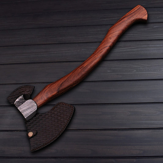 Hand Forged Damascus Viking Axe  Battle Ready Norse Axe  Collectible Viking Weapon for Warriors & Outdoor Enthusiasts