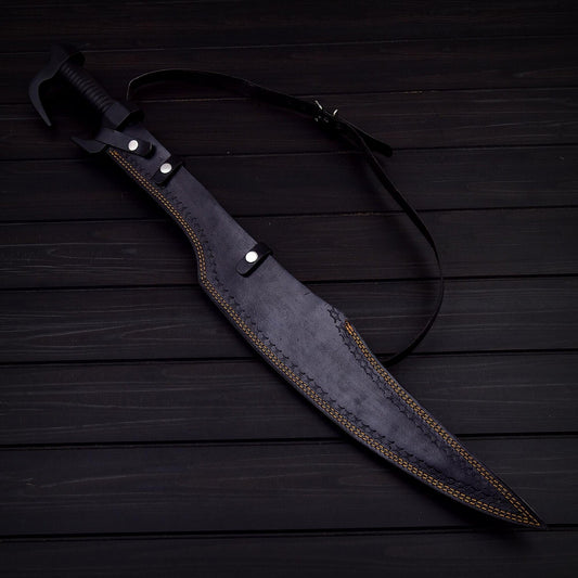 Handmade 300 Spartan Sword Black Edition – Stainless Steel Decorative Display Replica with Leather Sheath (32.5”)
