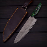 Handmade Damascus Kitchen Knife  Razor Sharp Chef’s Knife for Precision Cutting  Premium Professional Cooking Tool USA
