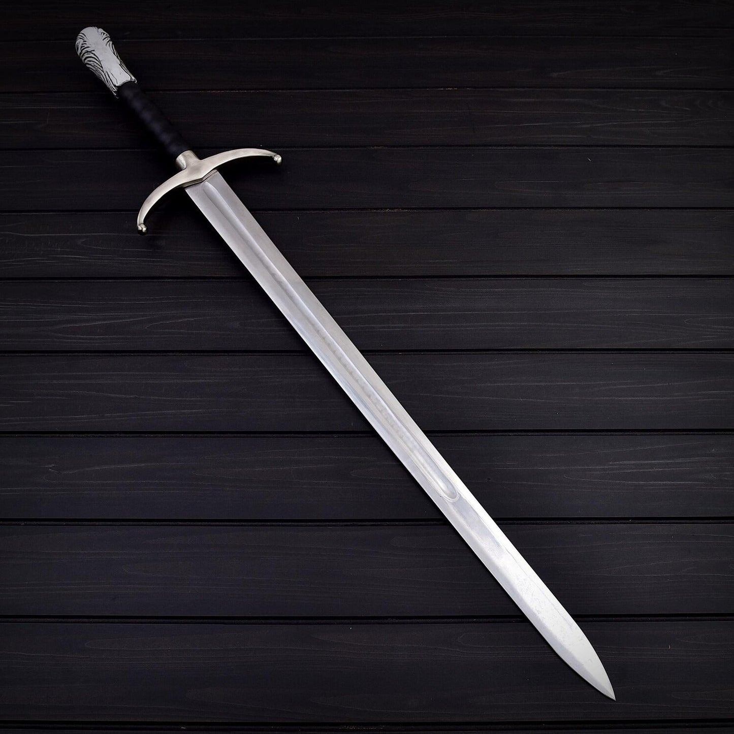 Handmade Viking Style Longclaw Sword – 41 Decorative Stainless Steel Replica with Leather Sheath