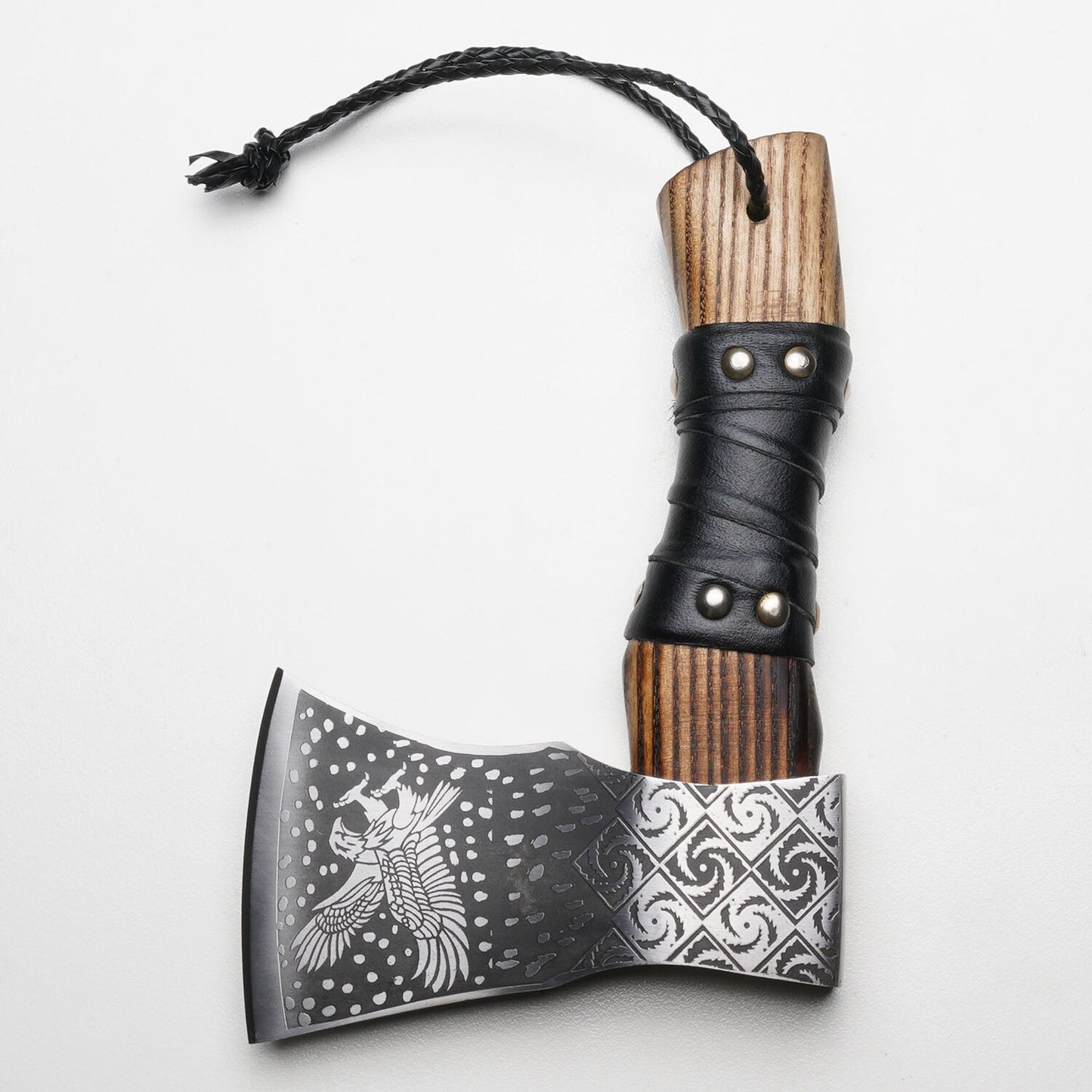 8 Throwing Axe – 1095 High Carbon Steel | Survival Hunting Hatchet with Ashwood & Leather Wrap + Leather Sheath