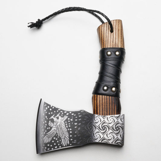 8 Throwing Axe – 1095 High Carbon Steel | Survival Hunting Hatchet with Ashwood & Leather Wrap + Leather Sheath