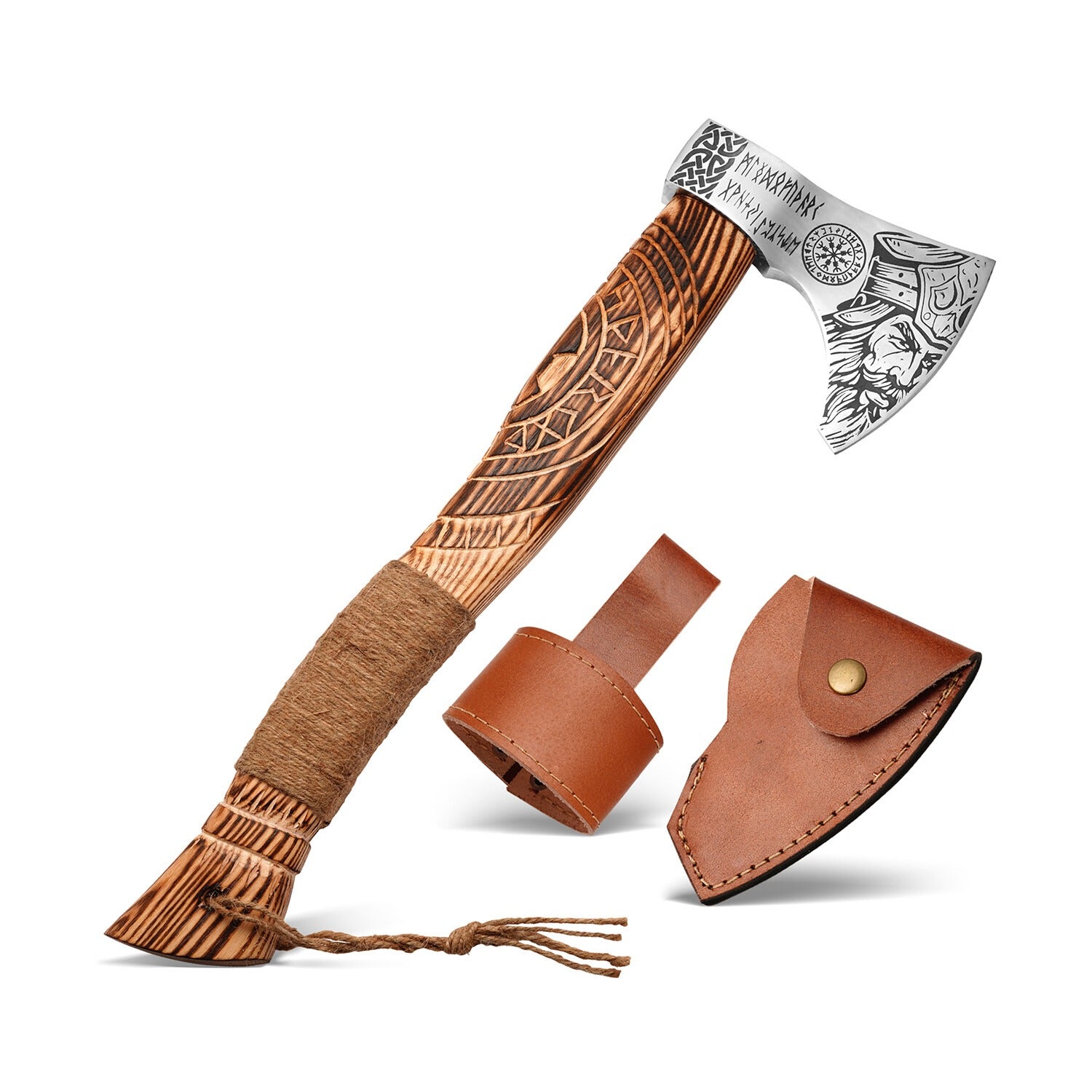 Handmade Damascus Steel Hunting Knife  20 Walnut Wood Handle Fixed Blade with Leather Sheath  Survival Camping & Collectors Must Have