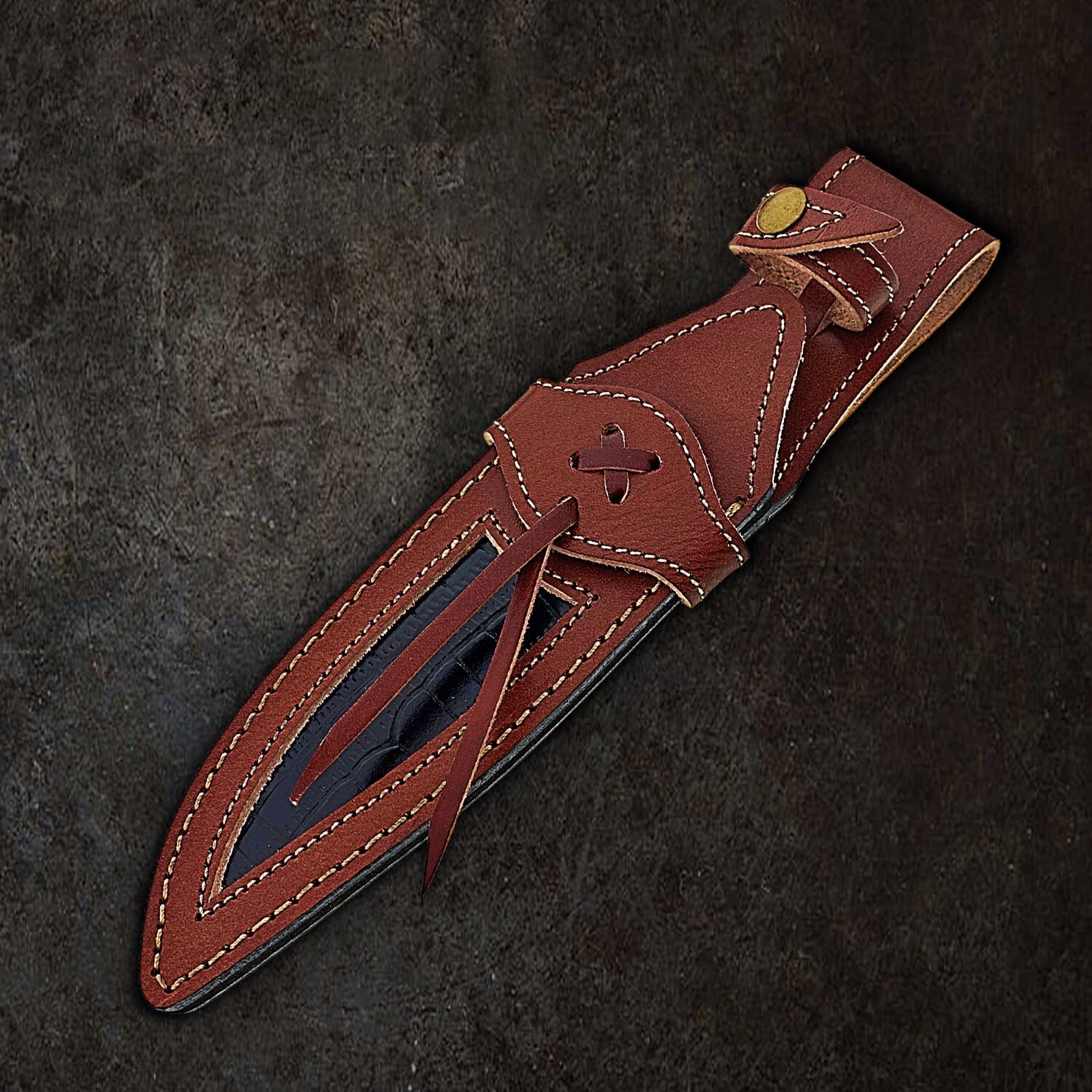 HandForged Damascus Steel Hunting Knife  12 Fixed Blade with Walnut Handle & Leather Sheath  Razor Sharp Drop Point Survival Knife