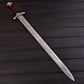 Handcrafted Damascus Steel Double Edge Sword 38  Rosewood Handle Engraved Zinc Guard 1095/15N20 High Carbon Steel