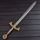 Handcrafted Damascus Steel Double Edge Sword  40  Overall Length  Leather Sheath with Shoulder Strap  Collector Display Piece