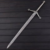 39" Scottish Claymore Sword with Damascus Steel Blade  Double Edge with Leather Sheath