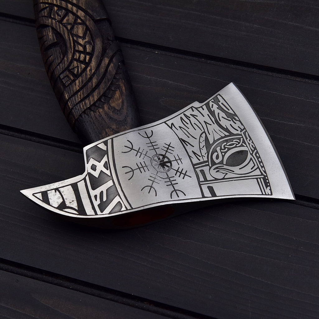 Norse Viking Tomahawk Hand Forged Carbon Steel Battle Axe for Collectors Survival & Axe Throwing USA 🇺🇸