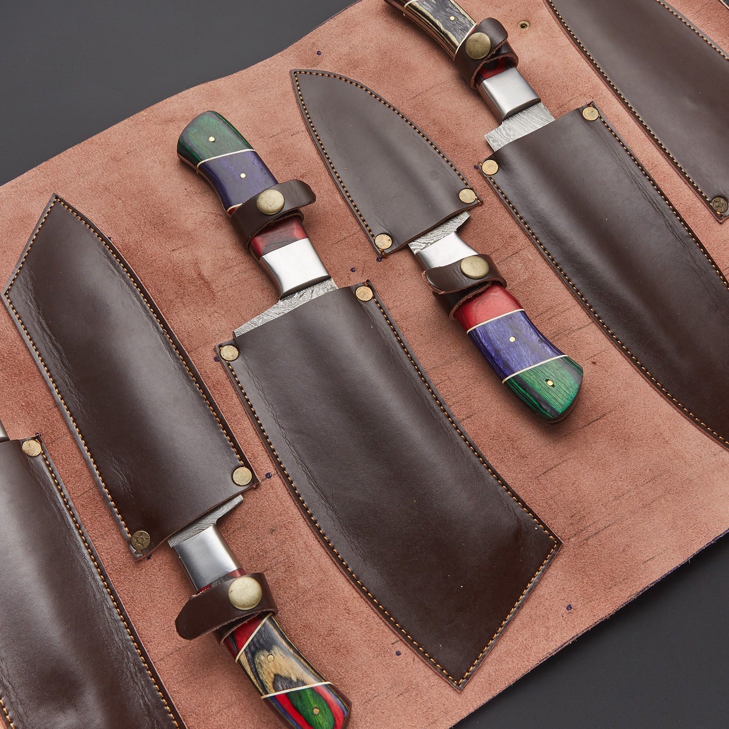 Premium Damascus Kitchen Knife Set – 6-Piece Professional Chef Knives for Cooking Chopping & Slicing | Sharp Japanese Steel Blades