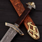 Handcrafted Damascus Steel Double Edge Sword 38  Rosewood Handle Engraved Zinc Guard 1095/15N20 High Carbon Steel