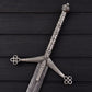 39" Scottish Claymore Sword with Damascus Steel Blade  Double Edge with Leather Sheath