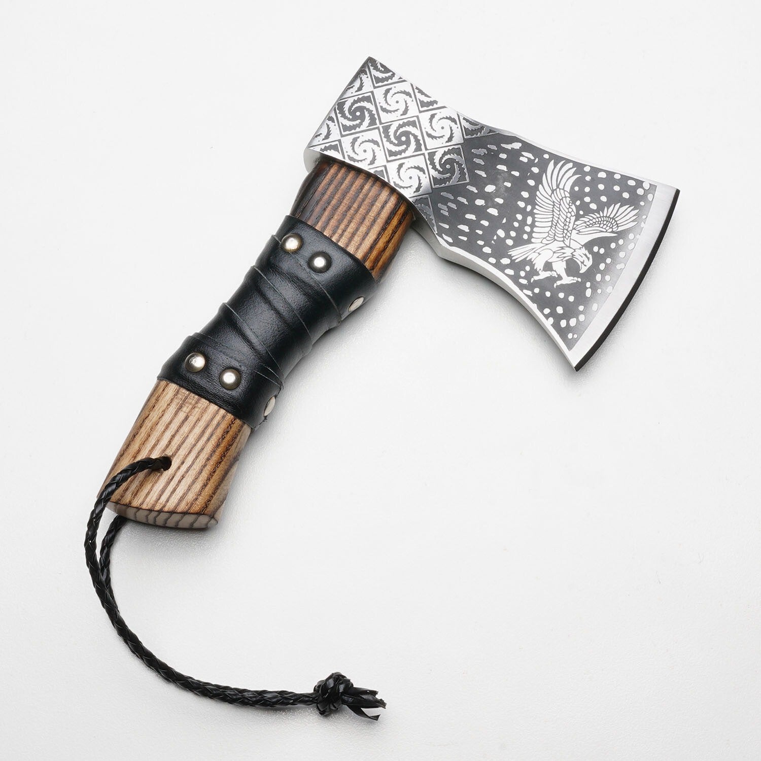 8 Throwing Axe – 1095 High Carbon Steel | Survival Hunting Hatchet with Ashwood & Leather Wrap + Leather Sheath
