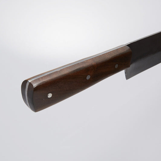 12.5" High Carbon Steel Chef Knife with Natural Wood Handle – 8" Blade & Leather Sheath