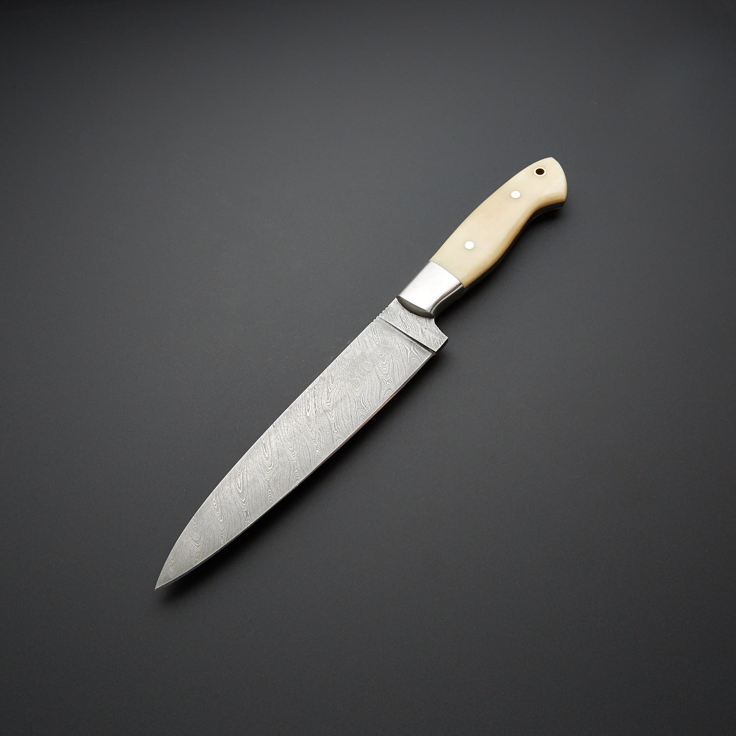 Premium Twist Damascus Santoku Chef Knife 7.25 Razor Sharp Bone Handle Pro Kitchen Essential USA