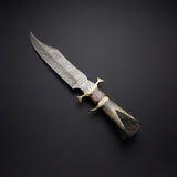 HandForged Damascus Steel Knife  216+ Layers 15 Hunting & Collectors Blade  Camel Bone Handle & Leather Sheath