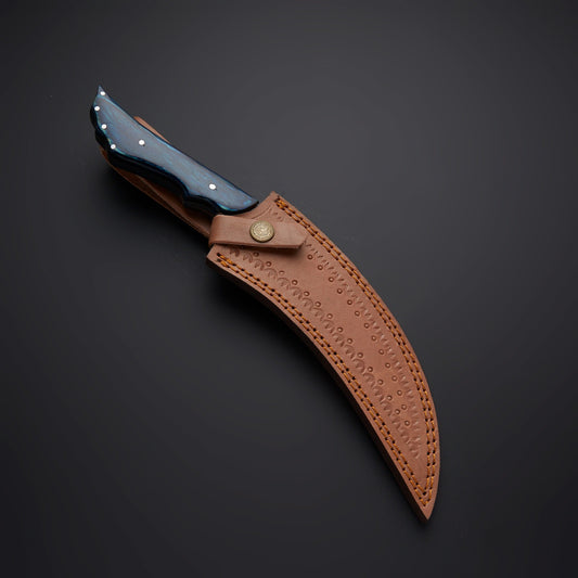 HandForged Damascus Steel Hunting Knife 216+ Layer Razor Sharp Blade with Leather Sheath  12 Survival & Camping Essential