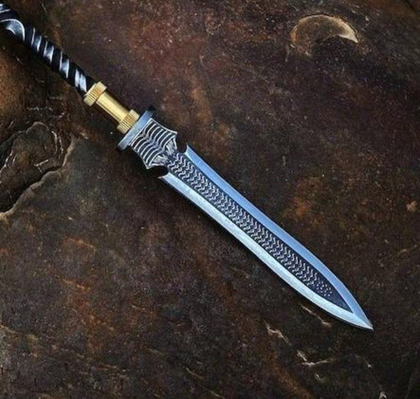 30" Hand Forged Rustic Steel Hunting Spear with Leather Sheath