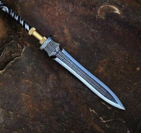 30" Hand Forged Rustic Steel Hunting Spear with Leather Sheath