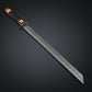 Damascus Steel Tanto-Inspired Collector’s Sword with Buffalo Horn & Olive Wood Handle  29.5" Overall Length
