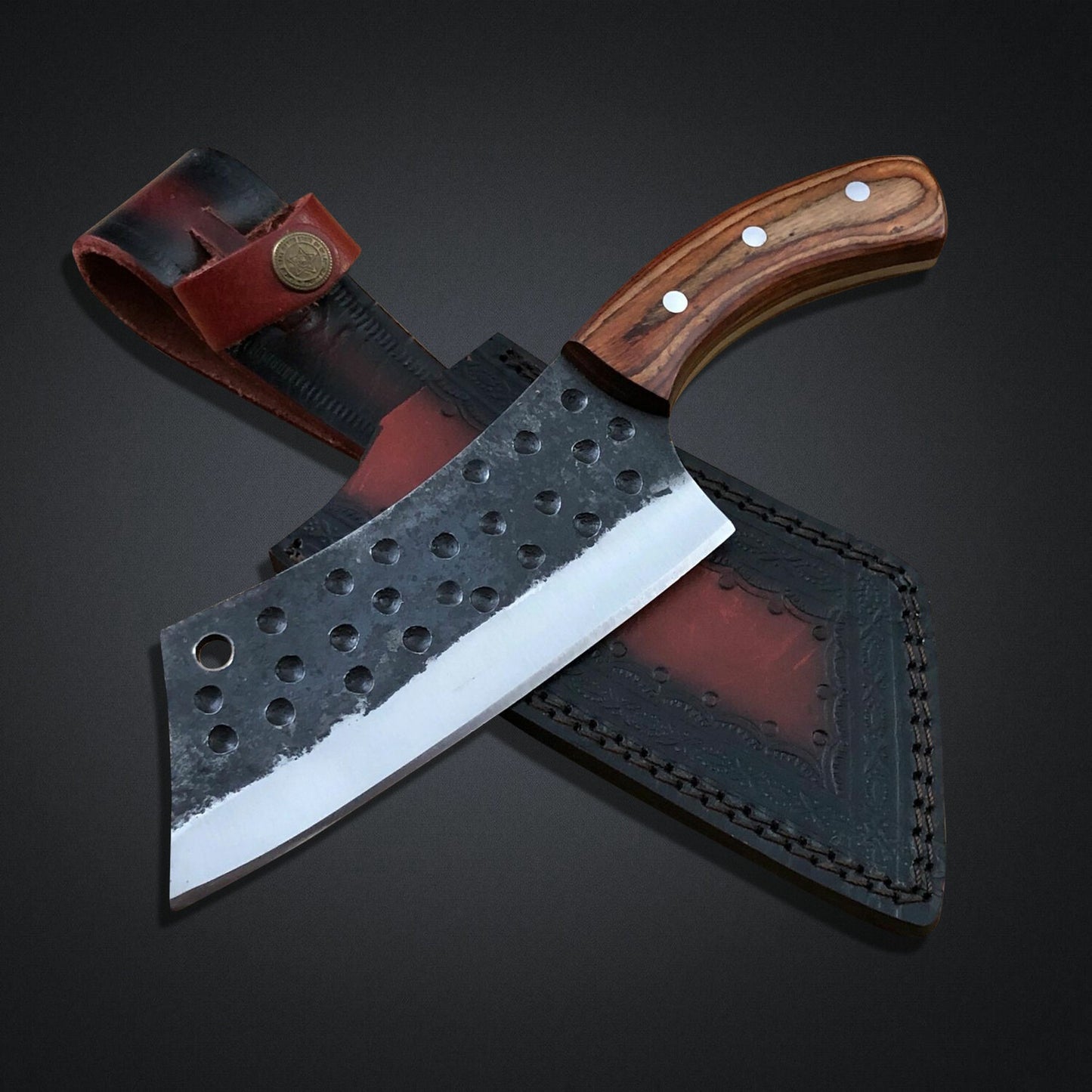 Serbian Style Damascus Steel Chef Knife with Rosewood Handle – 10" Overall Length