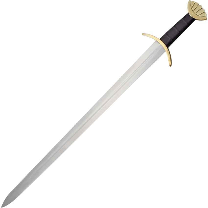 36.5" Decorative Viking Sword with Stainless Steel Blade – Brass Guard & Leather Scabbard