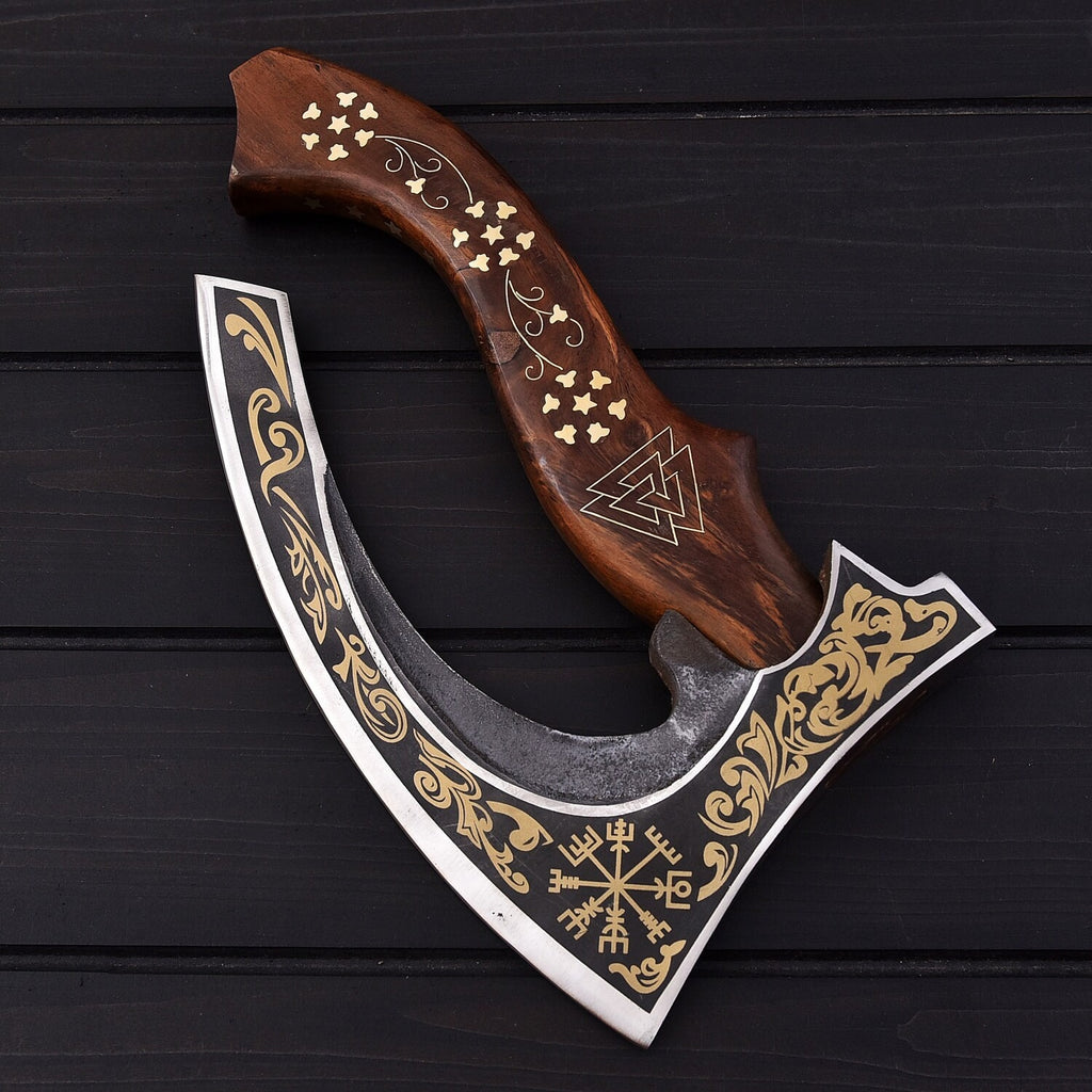 Viking Pizza Axe Epic Damascus Steel Pizza Cutter for Warriors & Foodies