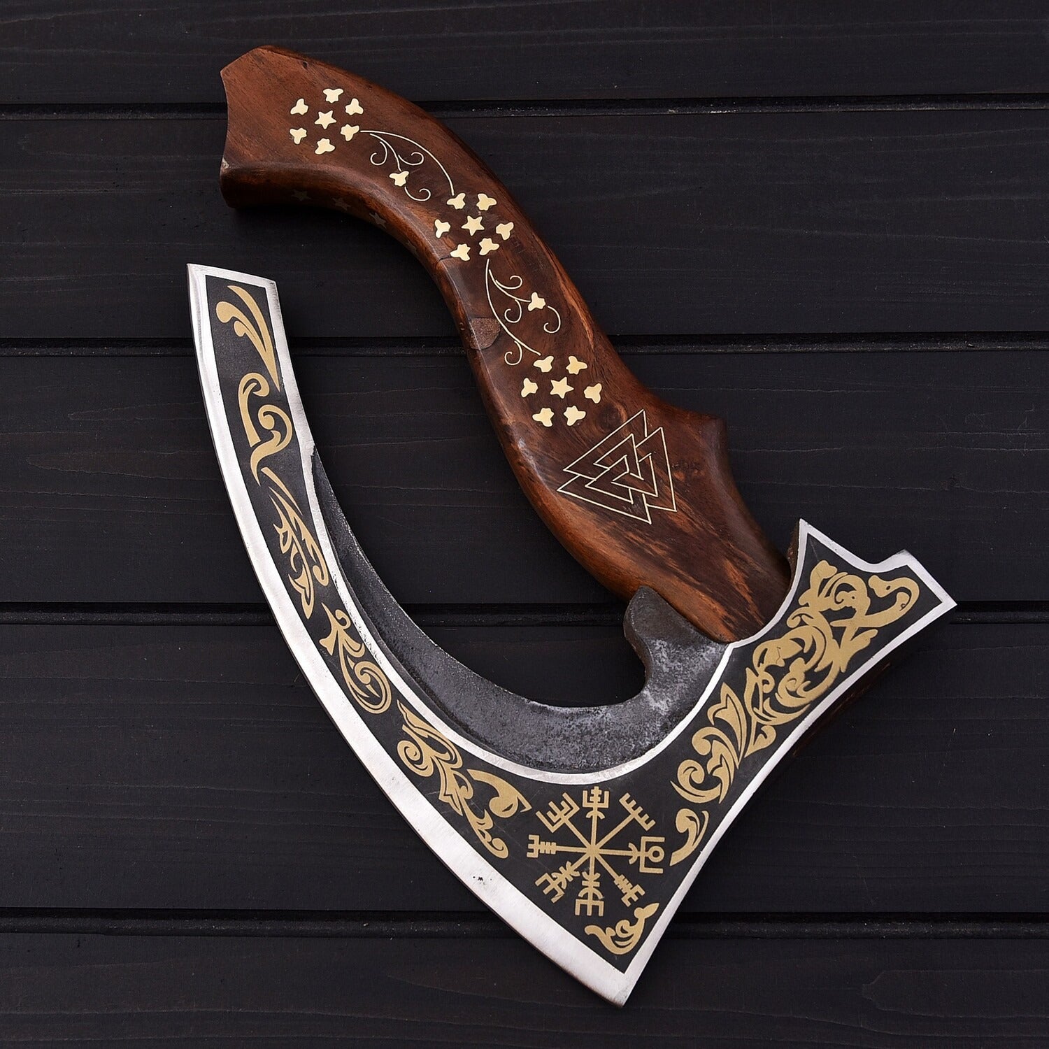 Viking Pizza Axe Epic Damascus Steel Pizza Cutter for Warriors & Foodies