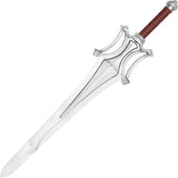 Chrome Fantasy Display Sword Replica – Medieval Style Decorative Collectible with Wooden Plaque