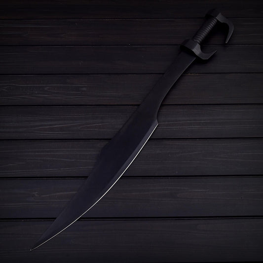 Black Oxide Stainless Steel Sword – 32.5 Full Tang Battle Ready Collectible with Leather Sheath