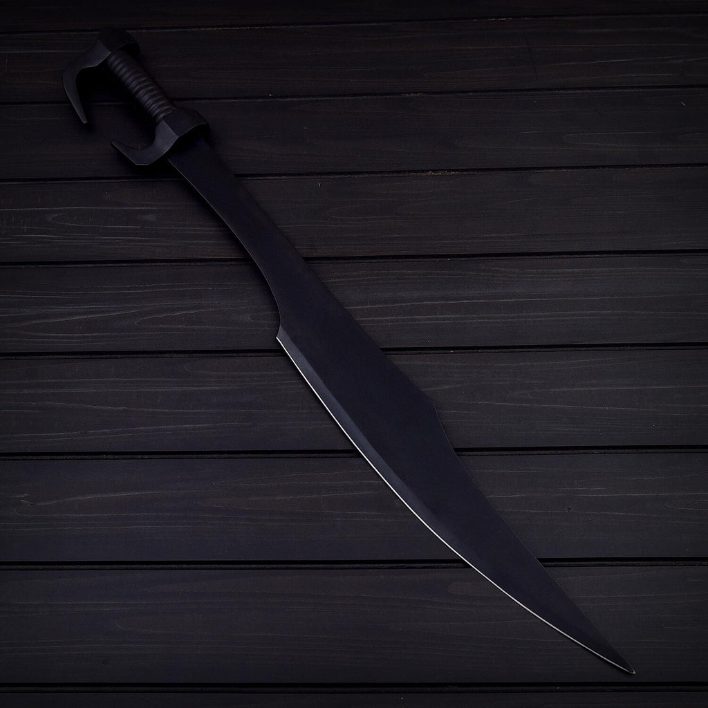 Black Oxide Stainless Steel Sword – 32.5 Full Tang Battle Ready Collectible with Leather Sheath
