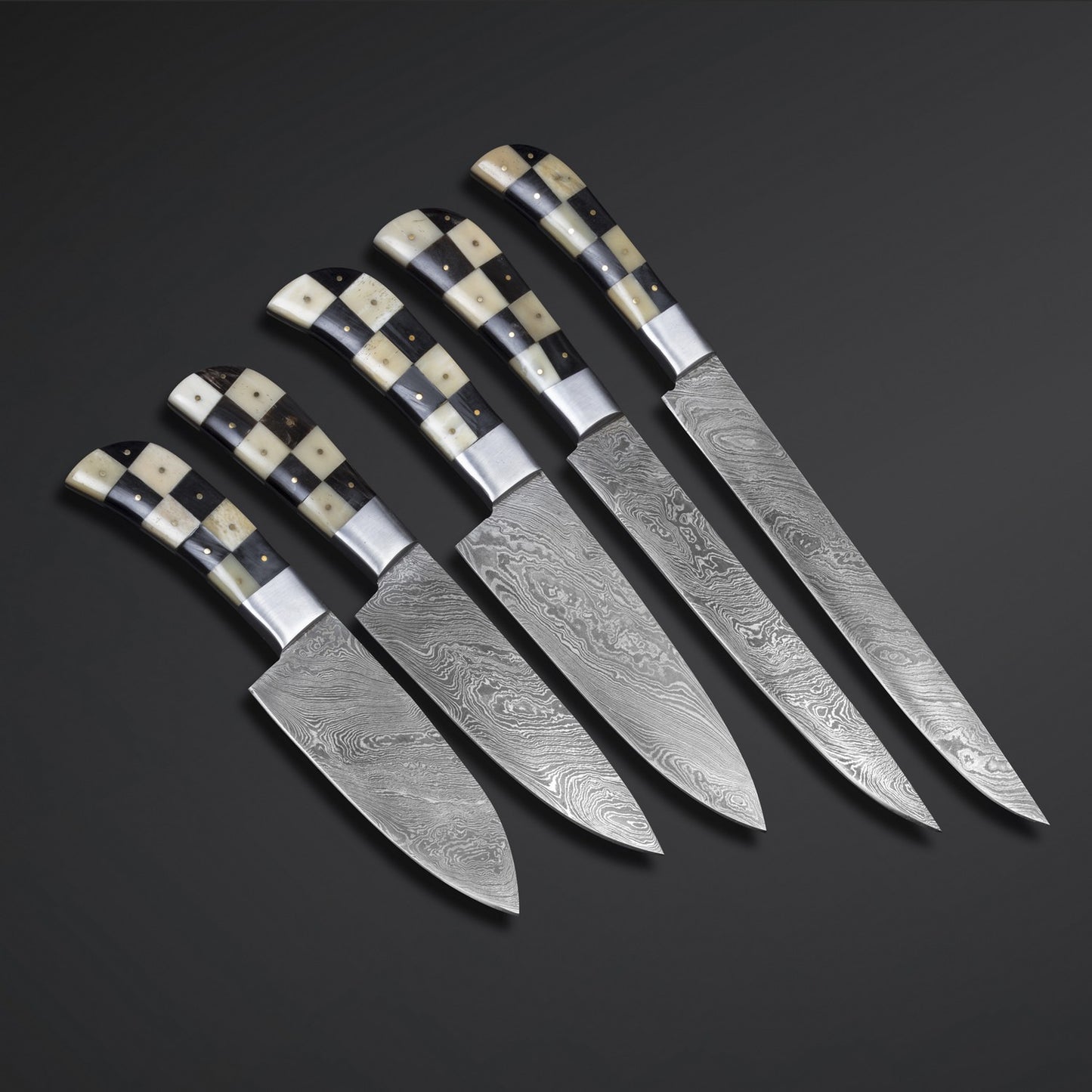Chef Knives II – Premium 5-Piece Damascus Steel Knife Set | Camel Bone & Buffalo Horn Handles | Professional Kitchen Must-Have