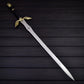 Stainless Steel Double-Edged Sword – 30 Battle-Ready Blade with Leather Sheath & Shoulder Strap | Collectible Medieval Sword USA